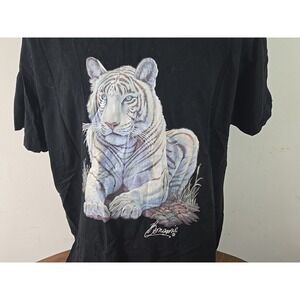 Black Short Sleeve T Shirt White Tiger Graphic Benangge Size XL